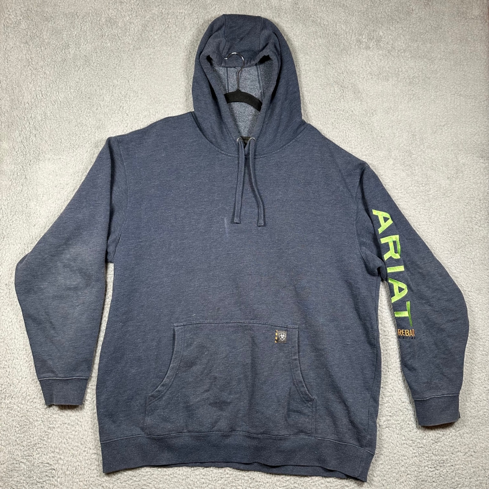 Ariat Rebar Mens Xxl Tall Hoodie Navy Blue Sleeve Logo Work Sweatshirt Utility